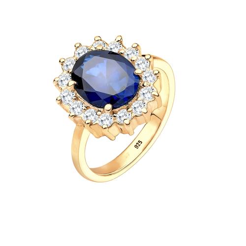 Elli Cocktailring Saphirblau Royal Zirkonia 925 Silber 54 Damen