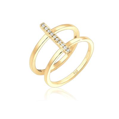 Elli Doppelring Geo Kristalle 925er Silber 52 Damen Image