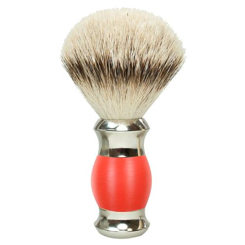 Golddachs - Rasierpinsel Silberspitz Grifffarbe Rot Rasur 1 ct Herren