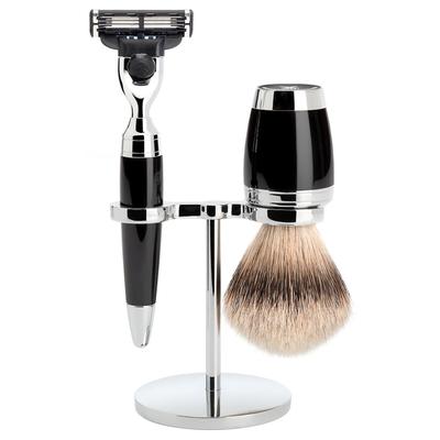 Mühle STYLO 3-tlg. Silberspitz Rasier-Set Mach3® - Griffe schwarz Herren Image