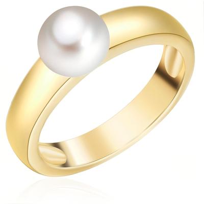 Valero Pearls Perlen-Ring Sterling Silber Süßwasser-Zuchtperle in Gelbgold 54 Damen Image