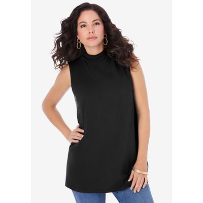Plus Size Women's Ultimate Sleeveless Mockneck Tee by Roaman's in Black (Size 12) Top