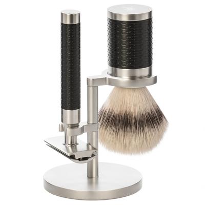 Mühle Rocca 3 tlg. Rasierset Silvertip Fibre®, Griff Schwarz Herren