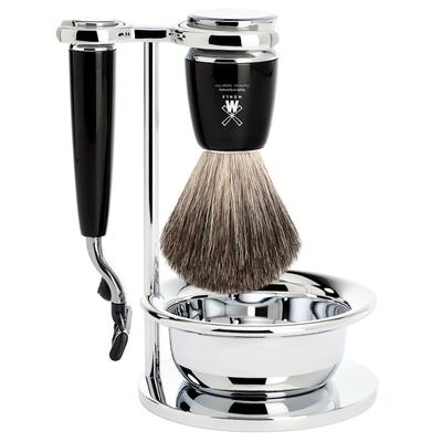 Mühle RYTMO 4-teiliges Rasierset Edelharz schwarz Gillette® Mach3® Herren