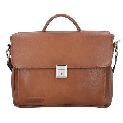 Plevier 400er Serie Aktentasche Leder 40 cm Laptopfach cognac Braun Herren Image