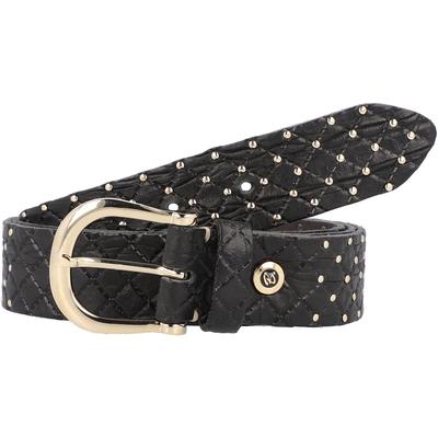 b.belt - Lina Gold Nietengürtel Leder Gürtel 1 ct Schwarz Damen