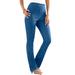 Plus Size Women's Straight-Leg Comfort Stretch Jean by Denim 24/7 in Light Stonewash Sanded (Size 36 WP)