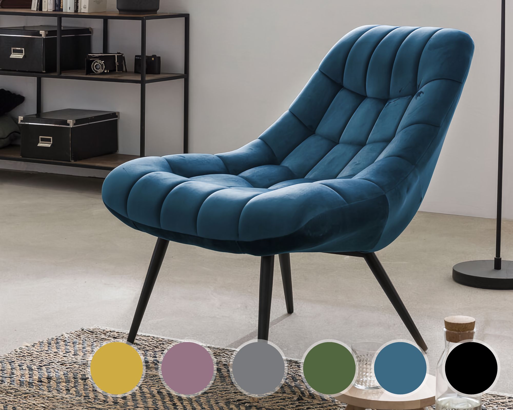 SalesFever »Chicago« Sessel XXL in Samt Metallbeine Holzoptik / grün