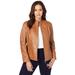 Plus Size Women's Zip Front Leather Jacket by Jessica London in Cognac (Size 30 W)