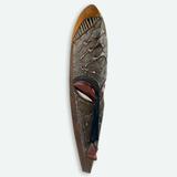 World Menagerie Yayra Hand Carved African Wood Mask w/ Flamingo Birds Wall Décor in Gray | 22.5 H x 5.5 W in | Wayfair 239805