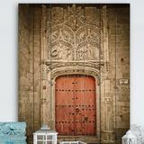 East Urban Home Old Red Church Door in Salamanca Spain - Print on Wood Metal in Brown/Red | 32 H x 24 W x 1 D in | Wayfair