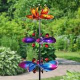 Exhart Lotus Flower Wind Spinner Garden Stake w/ Three Metallic Flowers, 14 by 66 Inches Metal | 66.75 H x 14 W x 14 D in | Wayfair 15420-RS