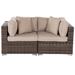 Brayden Studio® Phanto 61" Wide Outdoor Wicker Loveseat w/ Cushions Wicker/Rattan in Pink/Gray/Brown | 25 H x 61 W x 30 D in | Wayfair