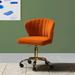 Etta Avenue™ Ilia Ergonomic Height-Adjustable Task Chair w/ Tufted Back Upholstered, Metal in Orange | 30 H x 20.5 W x 21 D in | Wayfair