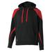 Holloway 229646 Youth Prospect Athletic Fleece Hoodie in Black/Scarlet size Medium | Cotton/Polyester Blend