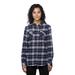 Burnside B5210 Plaid Boyfriend Flannel Shirt in Navy Blue/Gray size XL 5210, BN5210