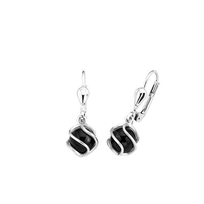 amor - Ohrhänger für Damen, 925 Sterling Silber, Onyx Ohrringe 1 ct Weiss