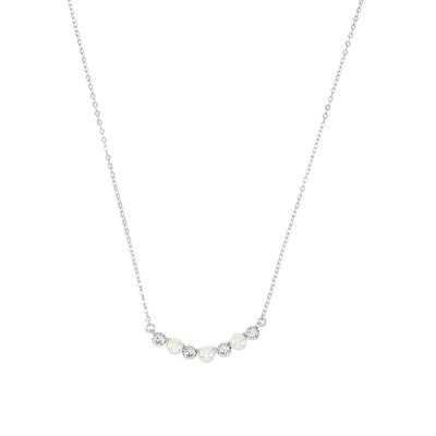 amor - Kette mit Anhänger für Damen, 925 Sterling Silber, Zirkonia synth., Süßwasserzuchtperle Ketten 1 ct Weiss