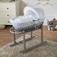 FYLO White Dimple Grey Wicker Moses Basket with Grey Rocking Stand