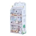 Olivia's Little World Deluxe 3-Story Wooden Doll House and 8-pc. Accessory Set for 12" Dolls, Grey/White