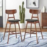 George Oliver Surrency Counter & Bar Stool Wood/Upholstered in Brown/Gray | 37.3 H x 19.1 W x 23.3 D in | Wayfair 7DB5DA0C7C0B493083D249E0C0C7DB36