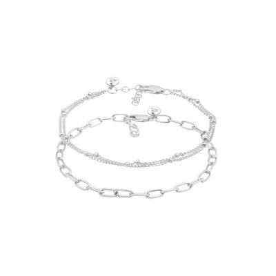 Elli PREMIUM - 2er Set Layer Kugelkette Basic Trend 925 Silber Armbänder & Armreife 1 ct Damen