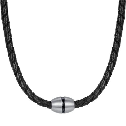 True Rebels - Leder-Kette Echtleder in Schwarz Herrenschmuck Herren