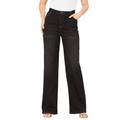 Plus Size Women's Invisible Stretch® Contour Wide-Leg Jean by Denim 24/7 in Black Denim (Size 30 W) Soft Comfortable