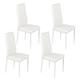 Jooli H Modern Faux Leather Dining Chairs Set of 4, High Back Padded Kitchen Chairs with Chrome Metal Legs for Dining Room Living Room Office and Lounge (White, 4)