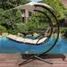 Arlmont & Co. Esme Hanging Chaise Lounger w/ Stand Polyester in Brown | 79 H x 43 W x 73.5 D in | Wayfair 4DC1619719684657A908C6FB2331CE0C