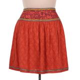 Assam Terracotta,'Terracotta Cotton Embroidered Short Skirt'