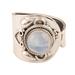 Mirror Image,'Wide Sterling Silver Cocktail Ring with Rainbow Moonstone'