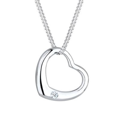 Elli DIAMONDS - Herz Liebe Diamant (0.03 ct.) 925 Silber Ketten 1 ct Damen