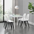 Ensemble de restauration élégant et moderne avec table en verre et 4 chaises différentes couleurs