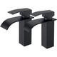 2PCS Robinet Lavabo Cascade Noir Moderne Mitigeur Robinet Salle Bain pour Vasque à Poser