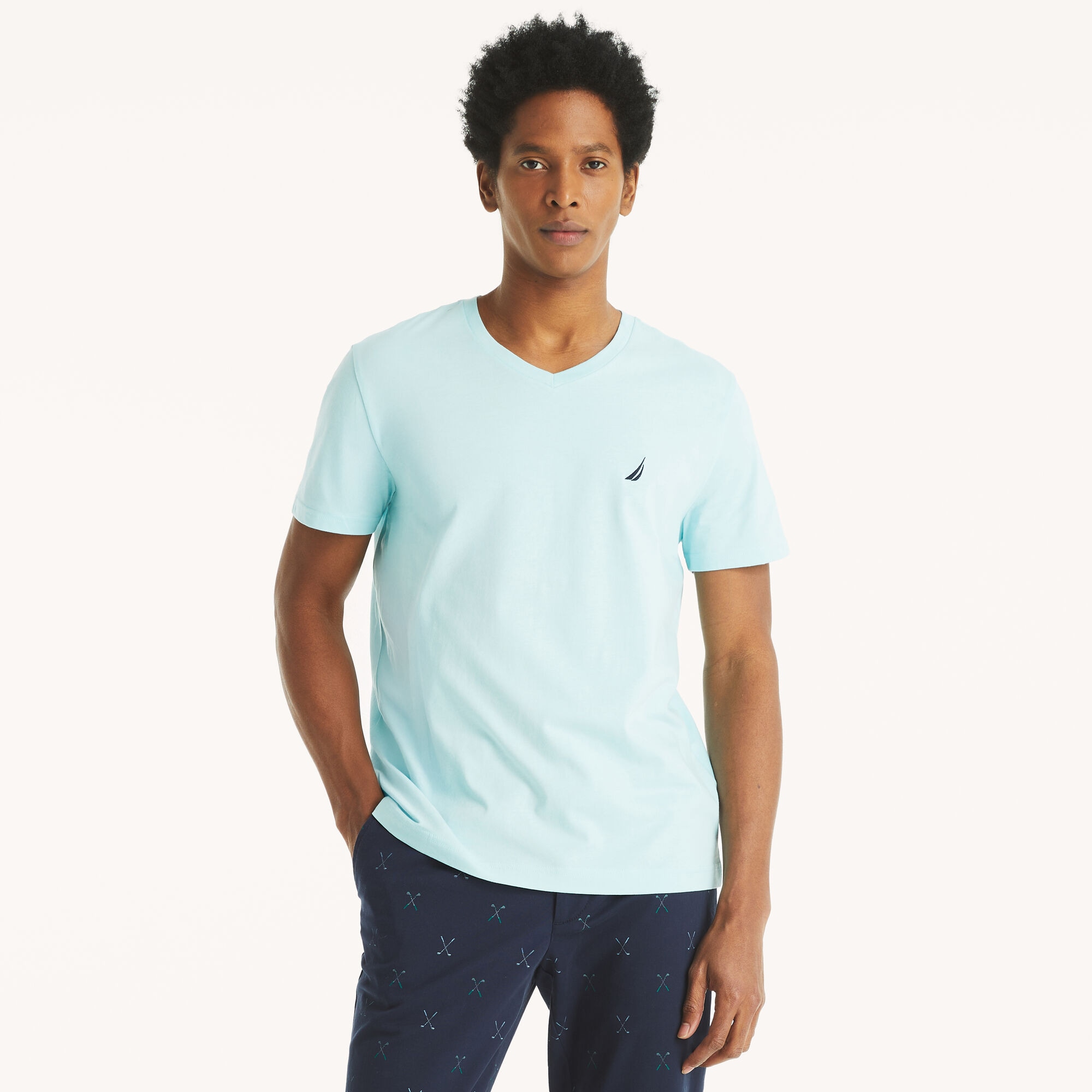 Nautica Men's V-Neck Deck T-Shirt 478 (Harbor Mist), 3XL