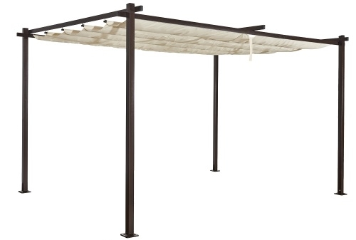 Jet-Line Pavillon Pergola LUXOR LIGHT 3x4m beige-antrazit Schiebedach Image