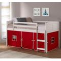 Louver White Low Twin Loft w/ Red Tent - Donco 790-ATW_750C-TR