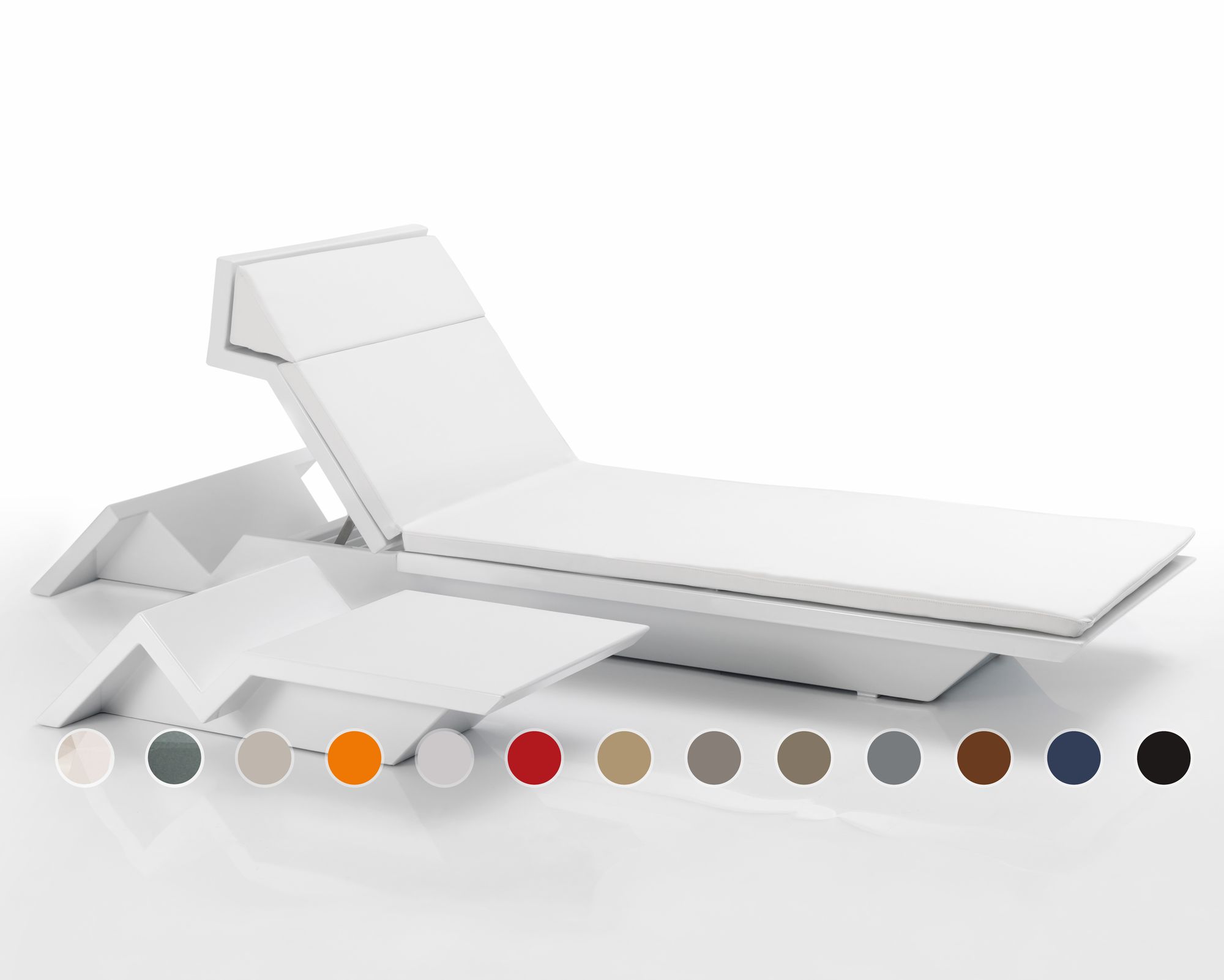 Vondom »REST« Outdoor Sonnenliege Basic matt / ohne Beleuchtung / Khaki mit Silvertex Khaki 5009