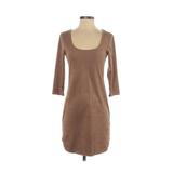 Charlotte Russe Casual Dress - Sheath Scoop Neck 3/4 Sleeve: Brown Print Dresses - Women's Size X-Small
