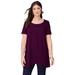 Plus Size Women's Scoopneck Swing Ultimate Tunic by Roaman's in Dark Berry (Size 14/16) Long Shirt