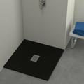 Showerdesign - Piatto Doccia milano 80x80 cm resina alto 3 cm effetto ardesia, Nero Opaco