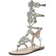 Hinyyrin Women's Rhinestone Sandals, Silver Gladiator Sandals, Summer Flat Dress Sandals, Beach, Wedding, Banquet Size 10