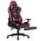 Costway Massage Gaming Chair with Footrest-Pink