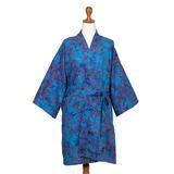Moonlit Blossoms,'100% Cotton Artisan Batik Robe'