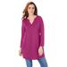 Plus Size Women's Y-Neck Ultimate Tunic by Roaman's in Raspberry (Size 4X) Long Shirt