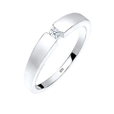 Elli DIAMONDS Klassisch Bandring Diamant 0.06 ct. 925 Silber 52 Damen Image