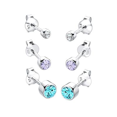 Elli - 3er Set Basic Kristalle 925 Silber Schmuck-Set 1 ct Damen