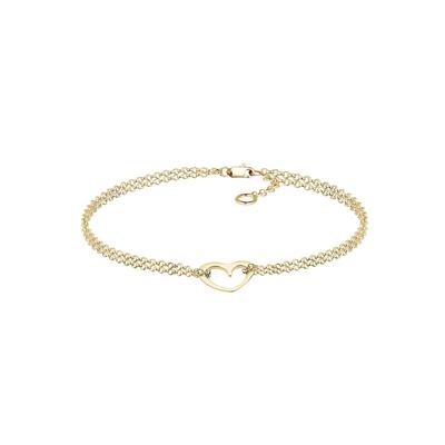 Elli PREMIUM - Herz Zweireihig Valentin 375 Gelbgold Armbänder & Armreife 1 ct Damen