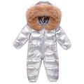 Baby Snowsuit Winter Hooded Romper Down Skisuit Boys Girls Thick Jumpsuit Warm Outfits, Grey 12-18 Months